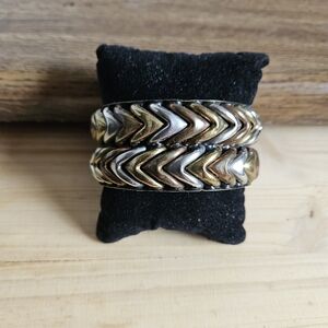 Vintage Copper & Mixed Metal Chevron Bangle Bracelet